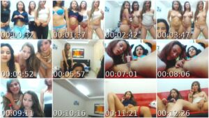 Four beautiful girls playing on cam